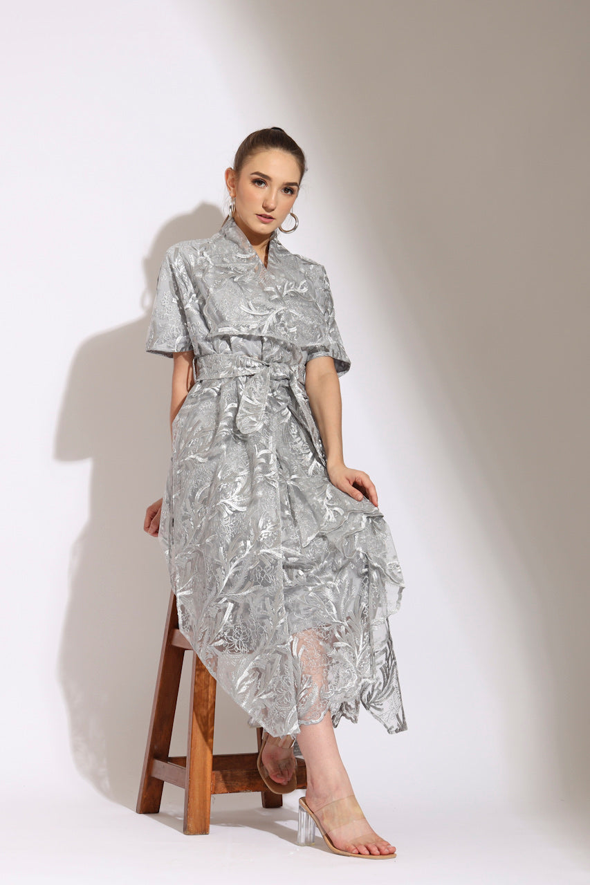 Kimono Satin Tile Bordir Panjang