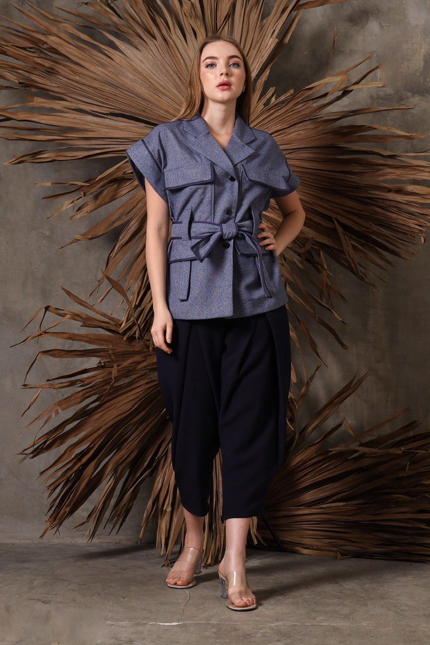 Bloom et Champs Safari Blouse in Sky Blue