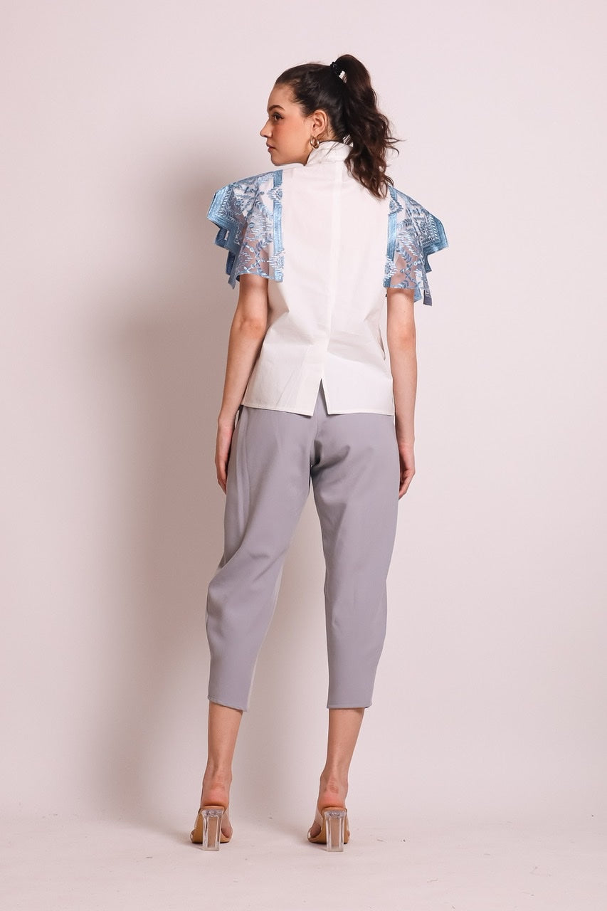 Bloom et Champs Kemeja Tile Renda Biru Zigzag