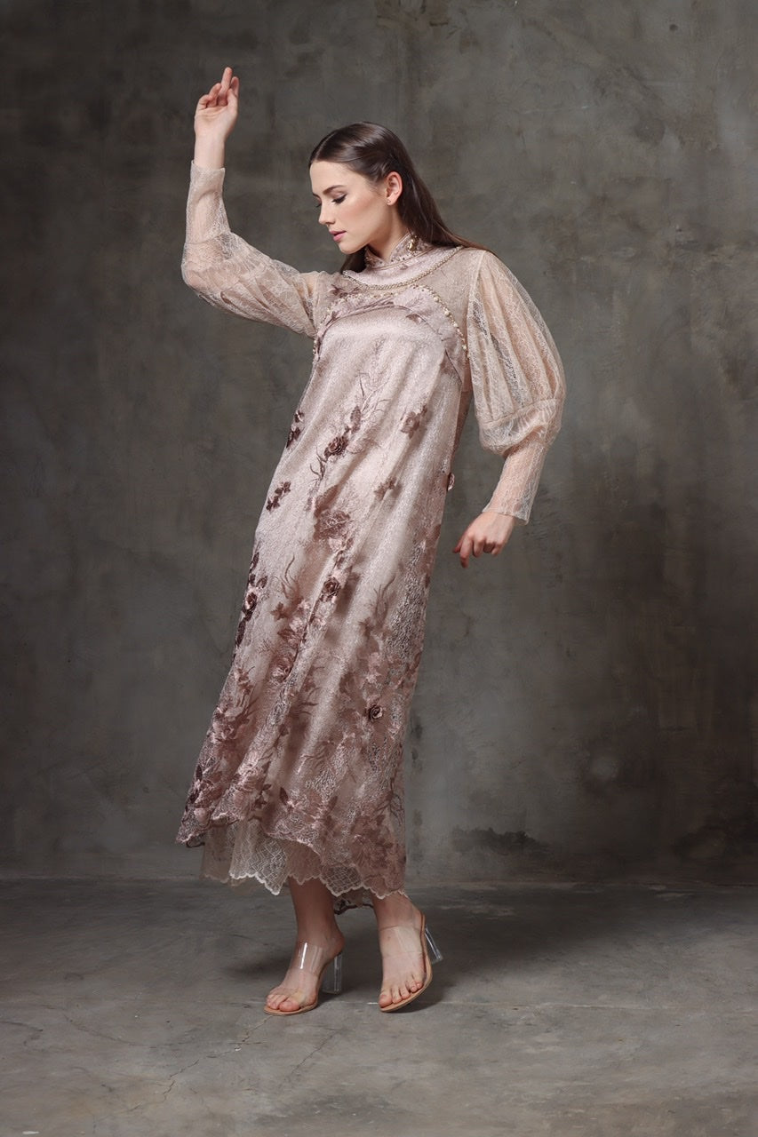 Dress Tile Lengan Panjang Payet