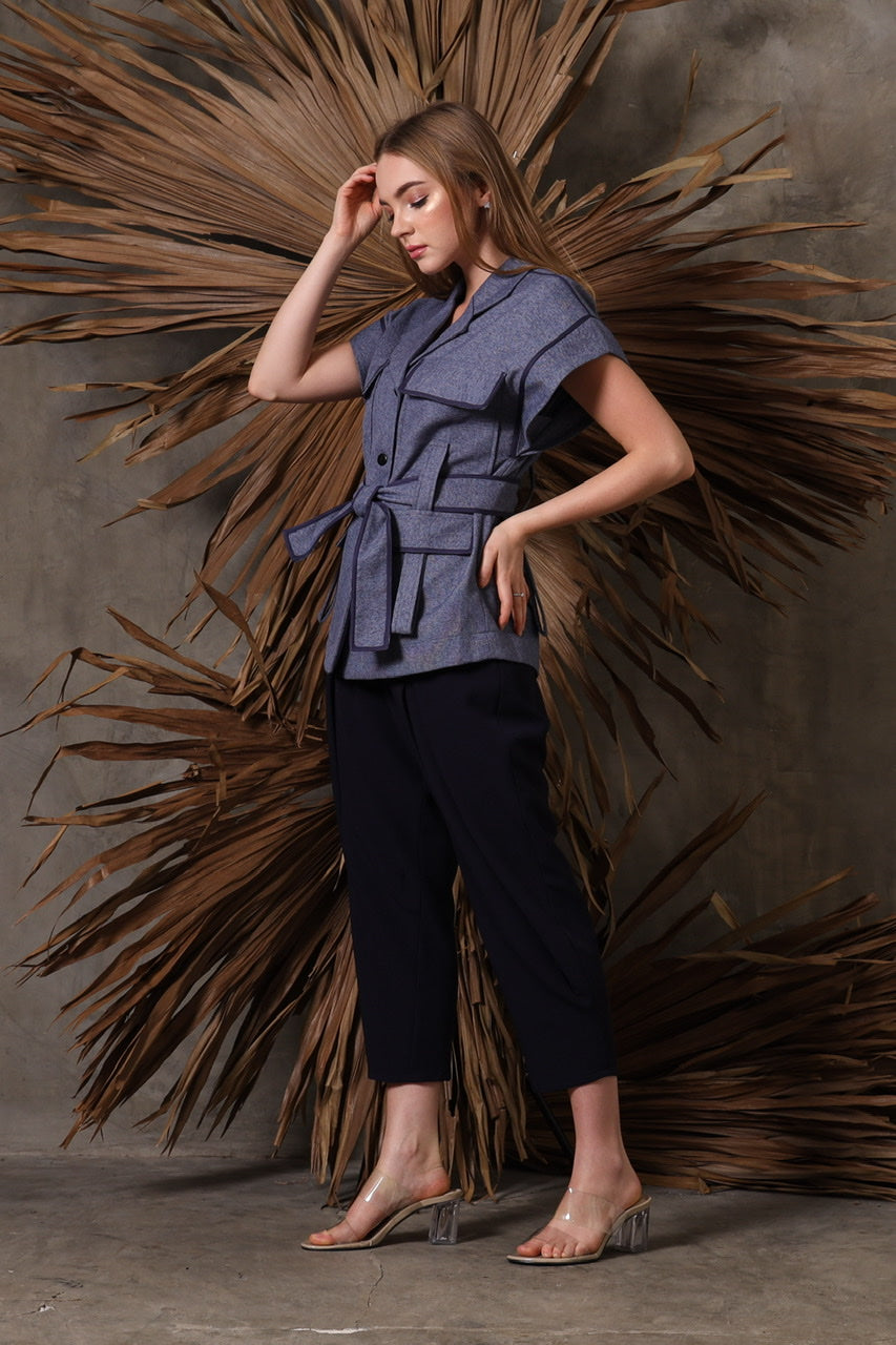 Bloom et Champs Safari Blouse in Sky Blue