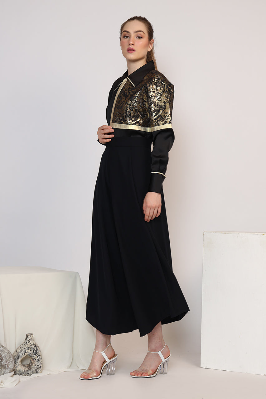 Kemeja Catur Siku Bunga Emas