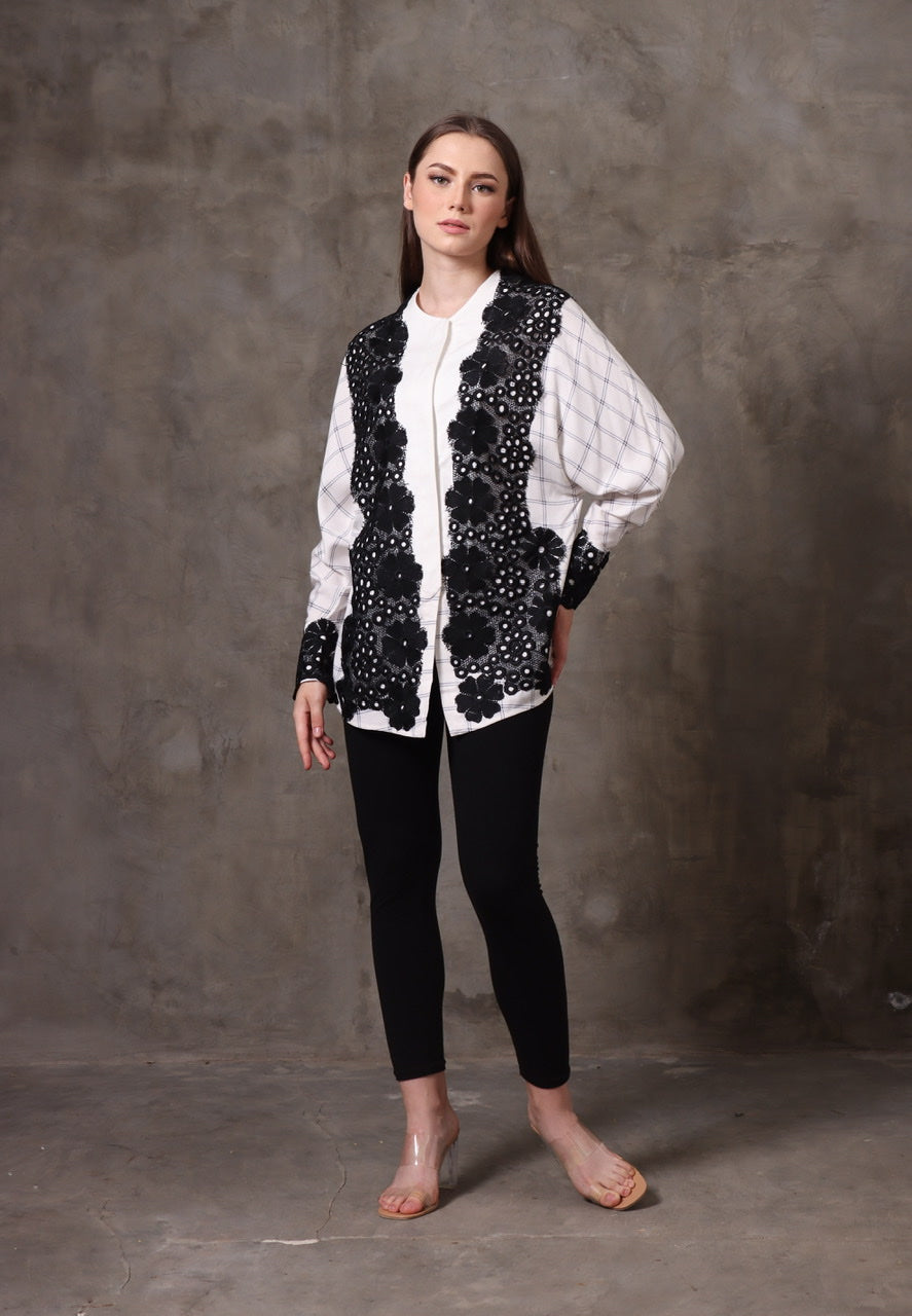 Kemeja Rayon Kotak Brukat