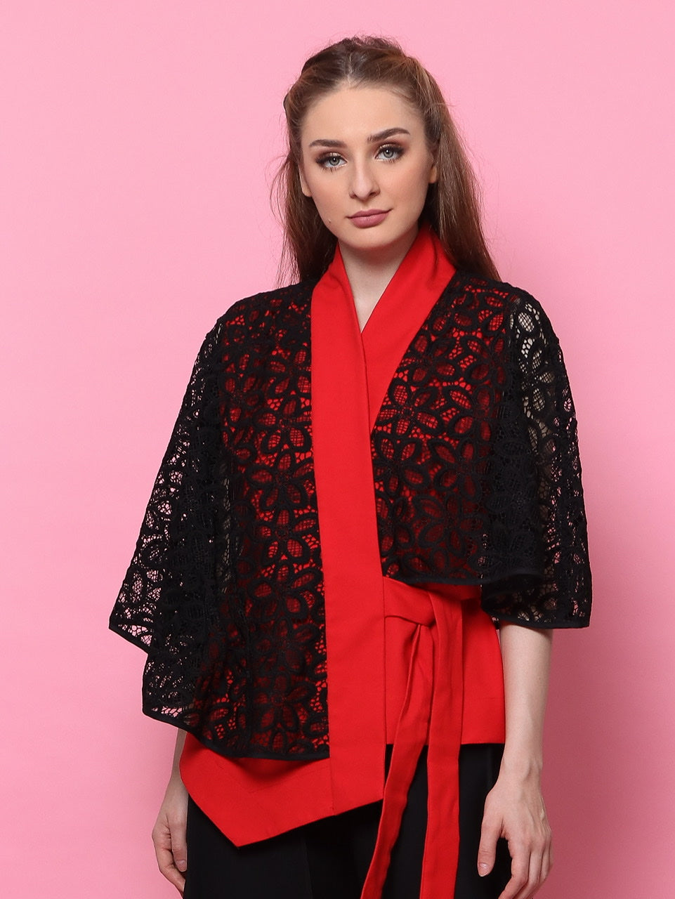 Top Kimono Merah Taslim