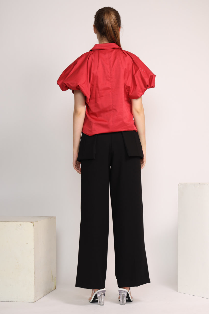 Bloom et Champs Kemeja Tangan Balon Merah