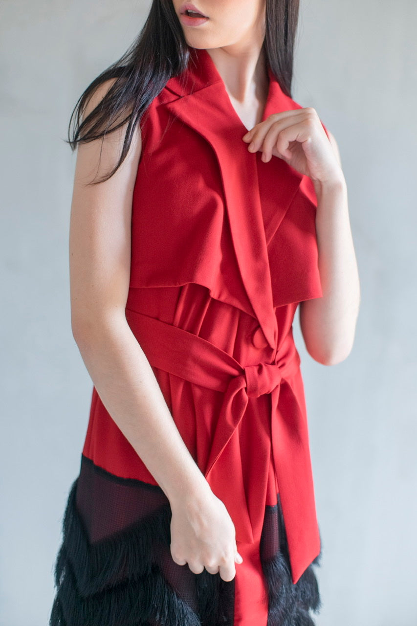 Vest jinjet panjang Merah