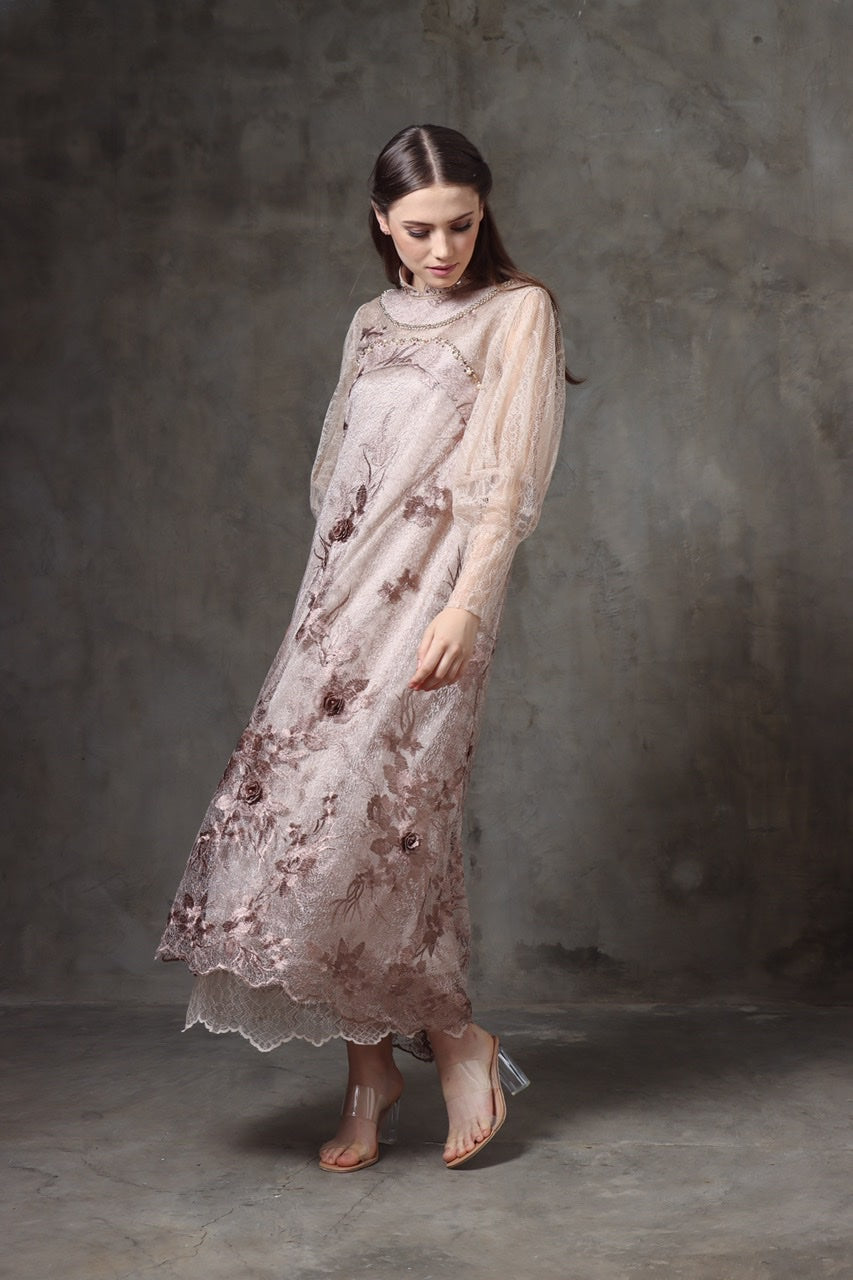 Dress Tile Lengan Panjang Payet