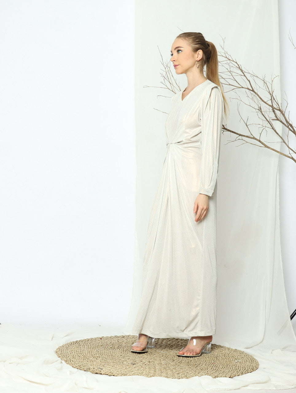 Dress Kaftan Silver Pearl