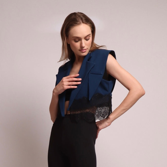 Bloom et Champs Vest Crop Lace navy