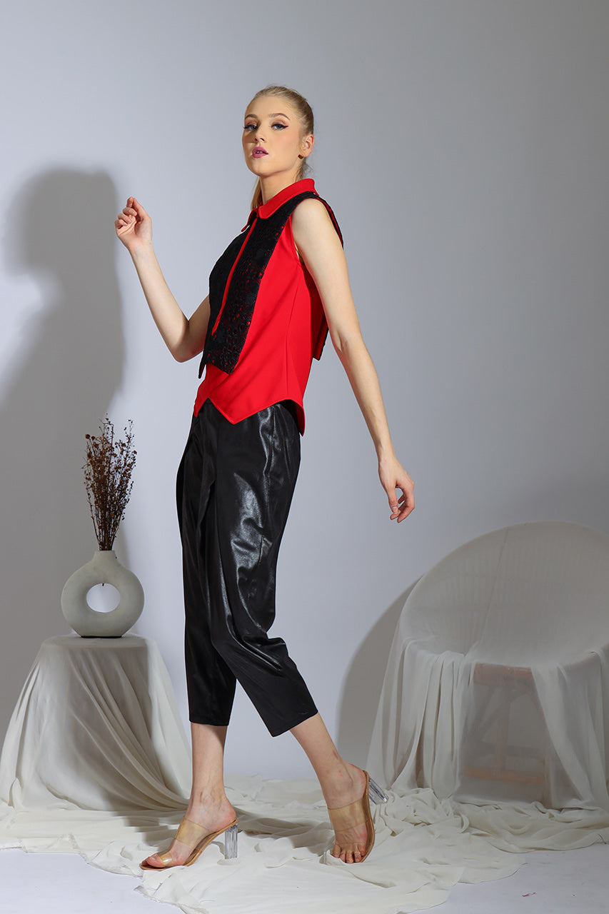 Kemeja Sleeveless Merah