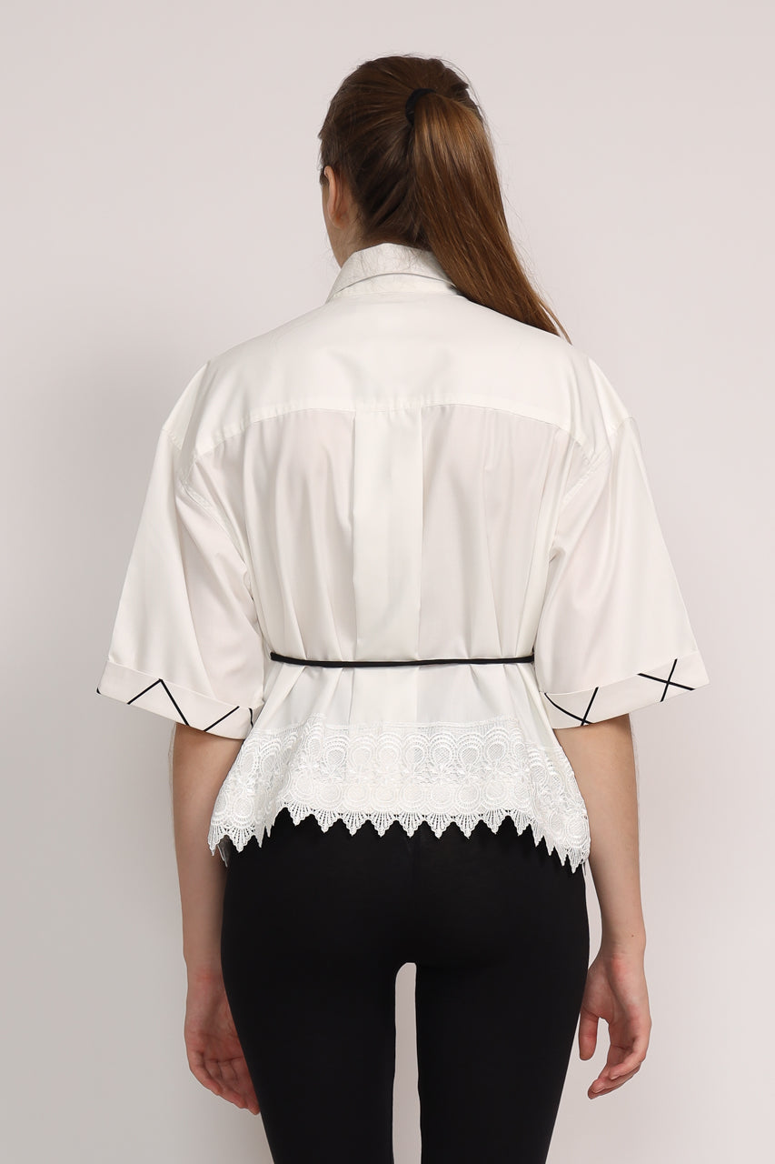 BloometChamps Kemeja Kotak Renda