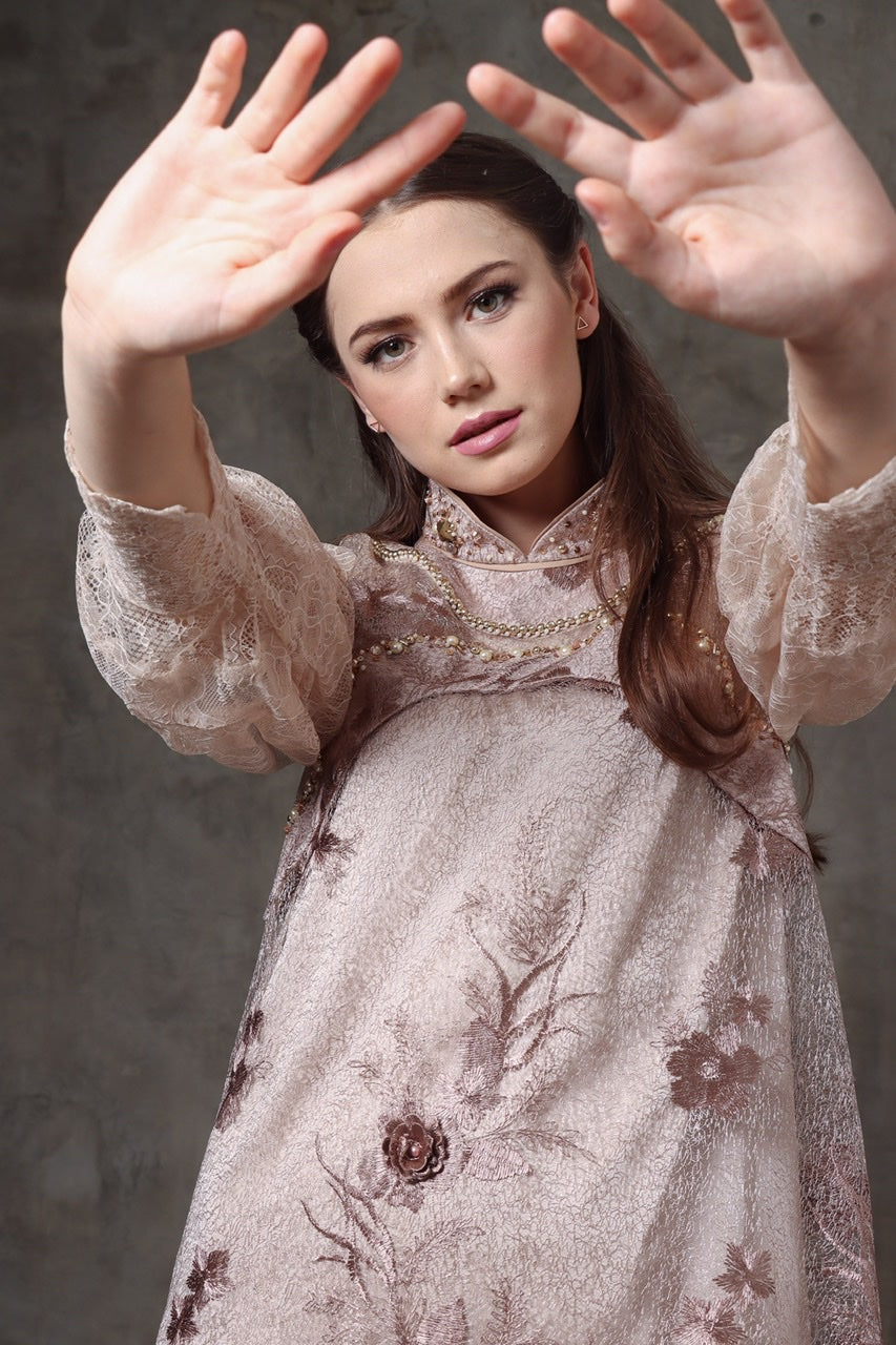 Dress Tile Lengan Panjang Payet