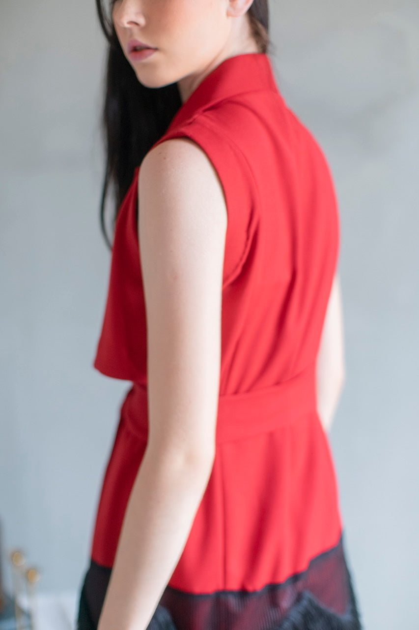 Vest jinjet panjang Merah