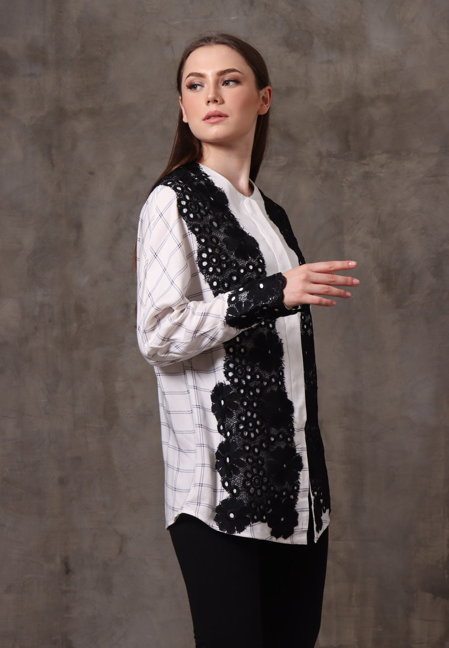 Kemeja Rayon Kotak Brukat