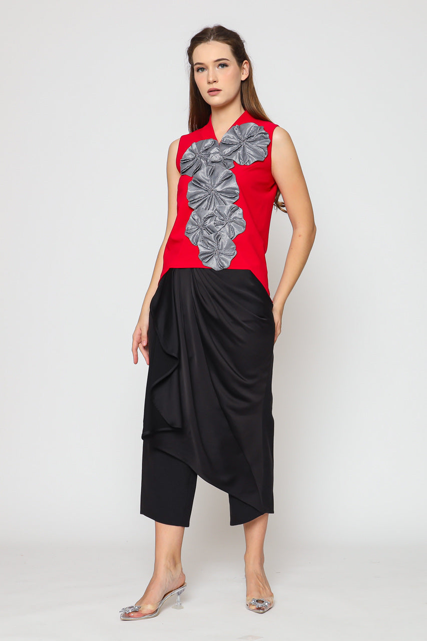 Bloom et Champs Top Bunga Tempel Merah