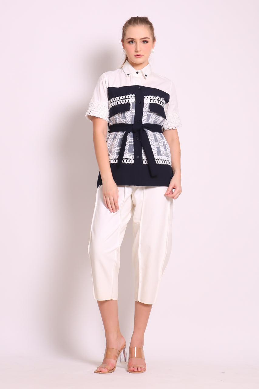 Kemeja AK Organza Monochrome Kotak