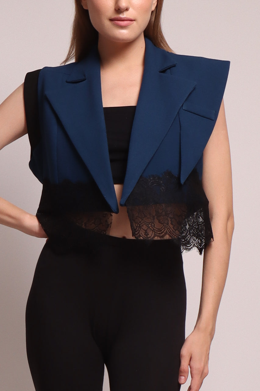 Bloom et Champs Vest Crop Lace navy
