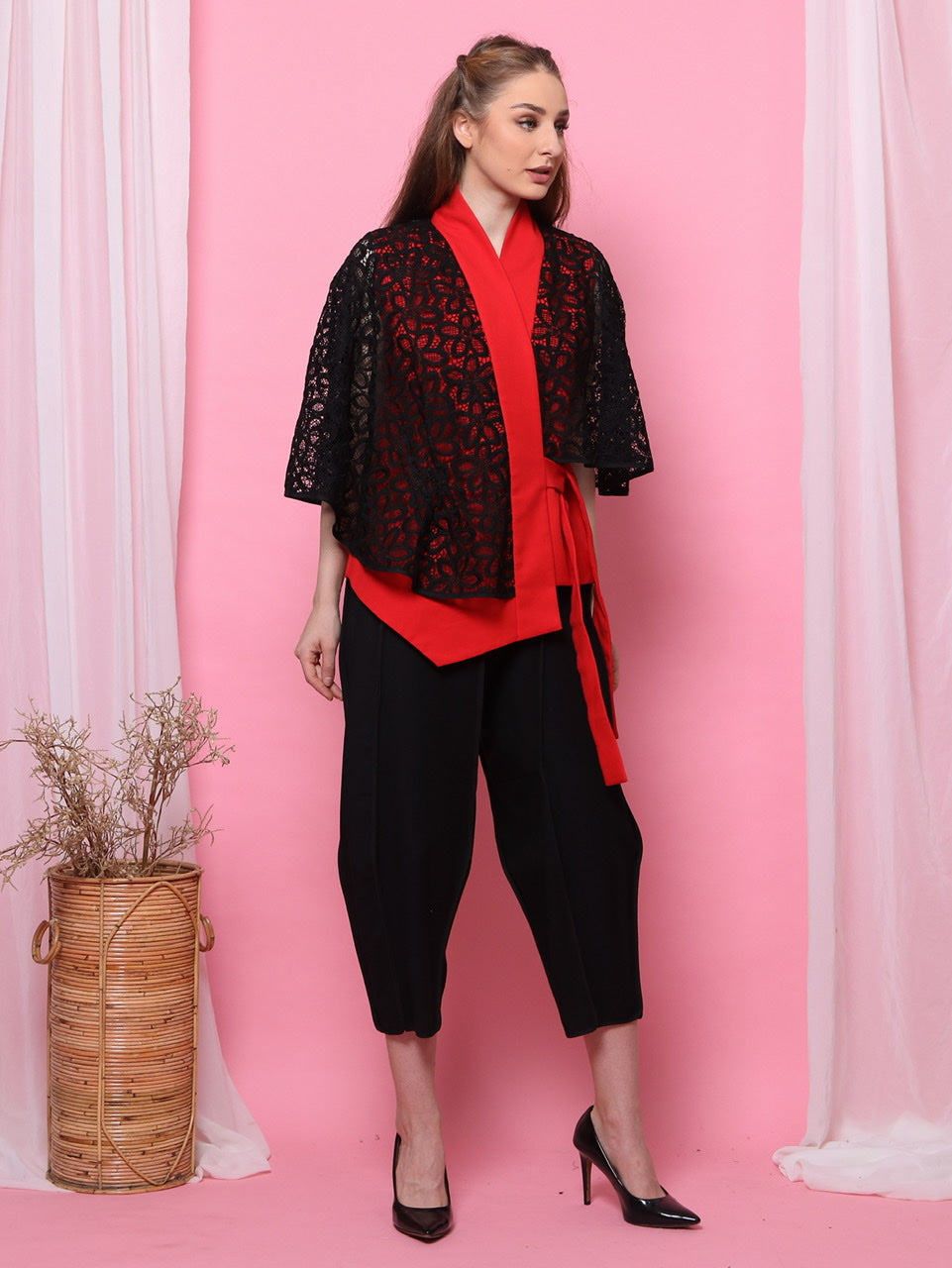 Top Kimono Merah Taslim