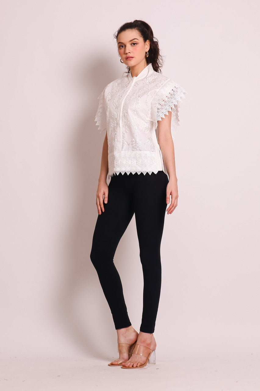 Bloom et Champs Kemeja Tile Renda Putih