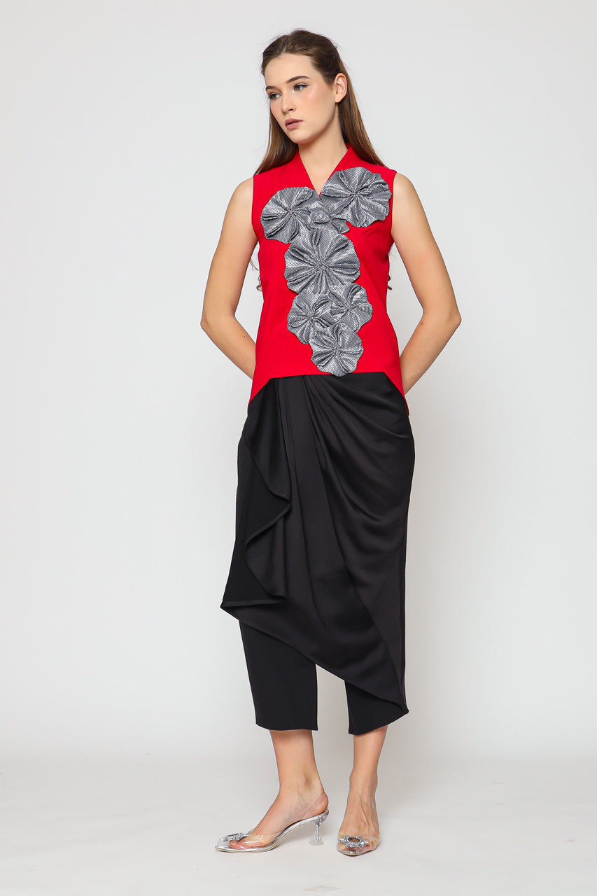 Bloom et Champs Top Bunga Tempel Merah