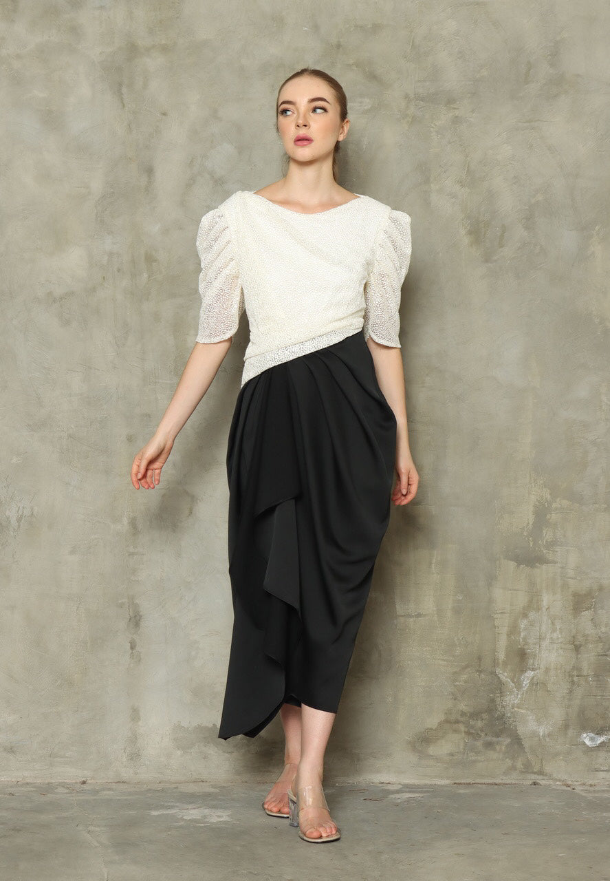 Dress Lengan Balon Panda Tile Bordir Titik