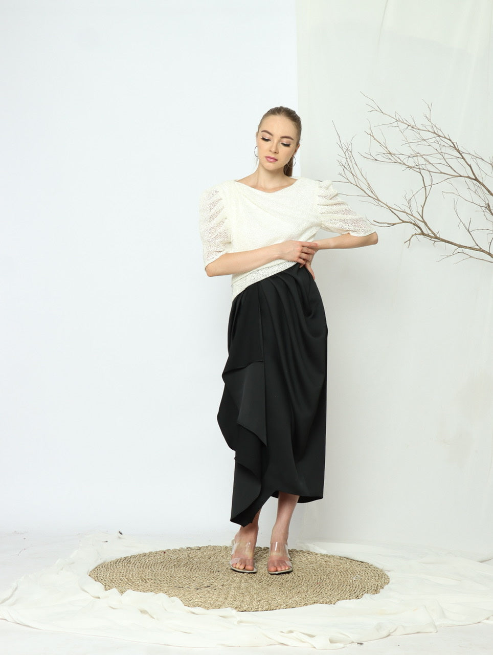 Bloom et Champs Dress Tangan Balon Tule Dot