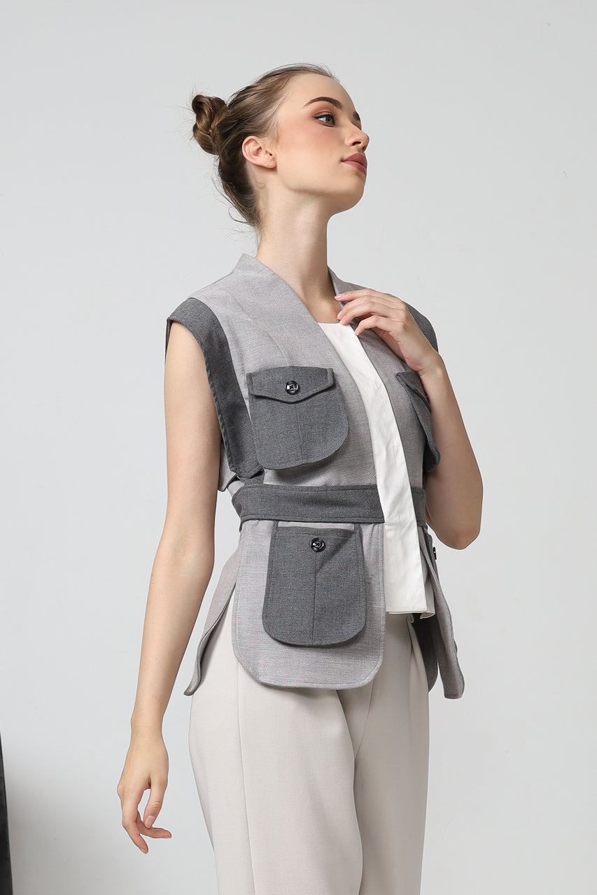 Bloom et Champs Kemeja Kantong Abu