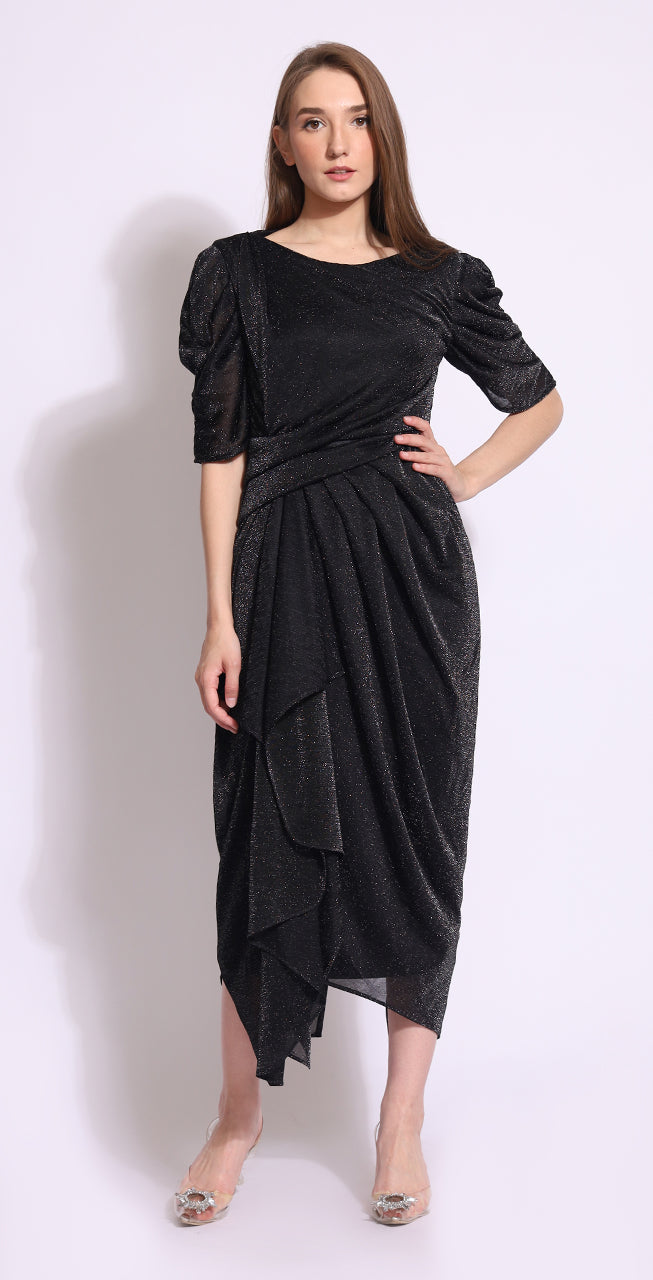 Bloom et Champs Dress Lengan Balon Glitter