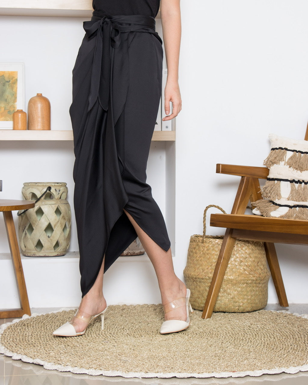 Rok Pleats Tali Saten Crepe