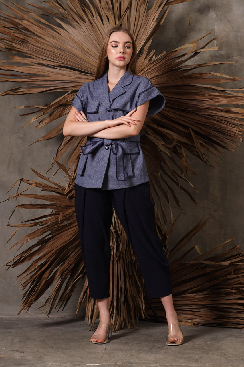 Bloom et Champs Safari Blouse in Sky Blue