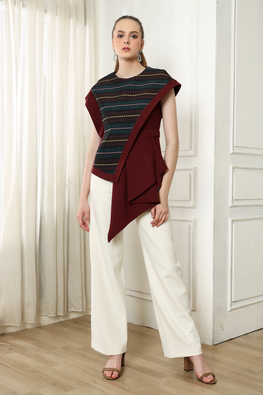 Bloom et Champs Maroon Jacquard Top