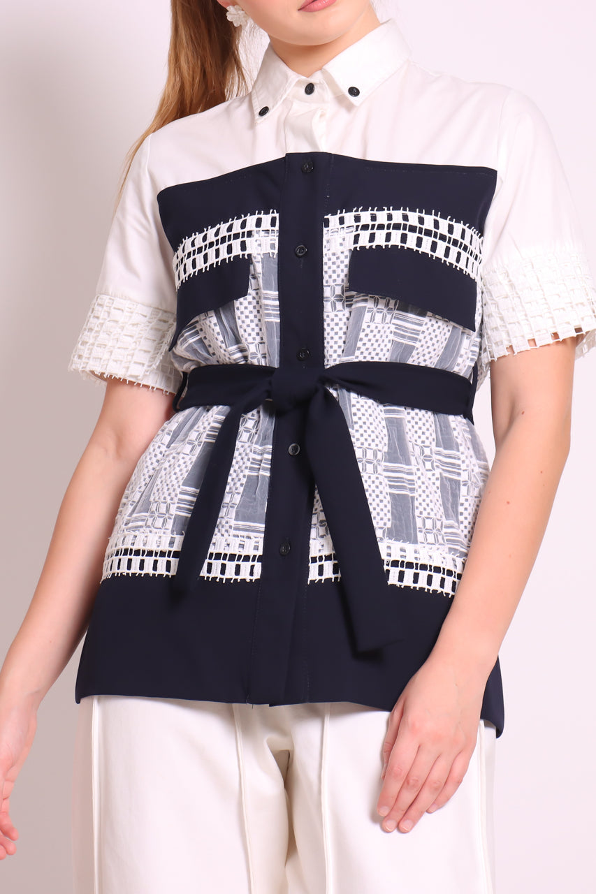 Kemeja AK Organza Monochrome Kotak