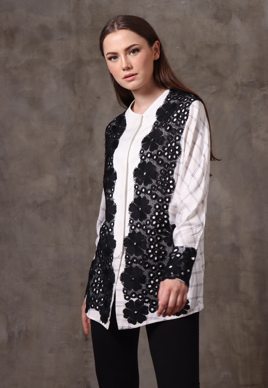 Kemeja Rayon Kotak Brukat