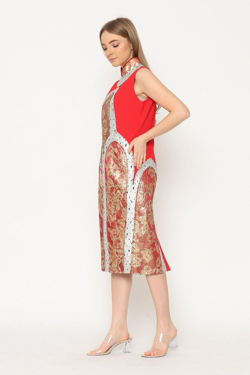 Bloom et Champs Dress Qipao Merah Sleeveless
