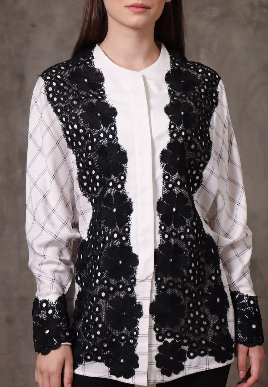 Kemeja Rayon Kotak Brukat