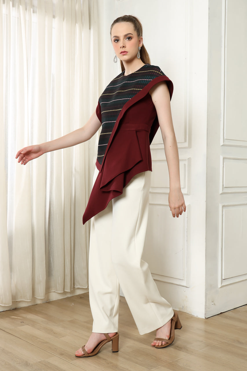 Bloom et Champs Maroon Jacquard Top