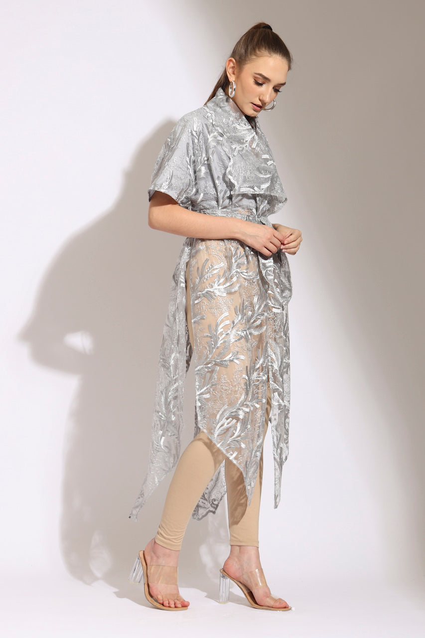 Kimono Satin Tile Bordir Panjang