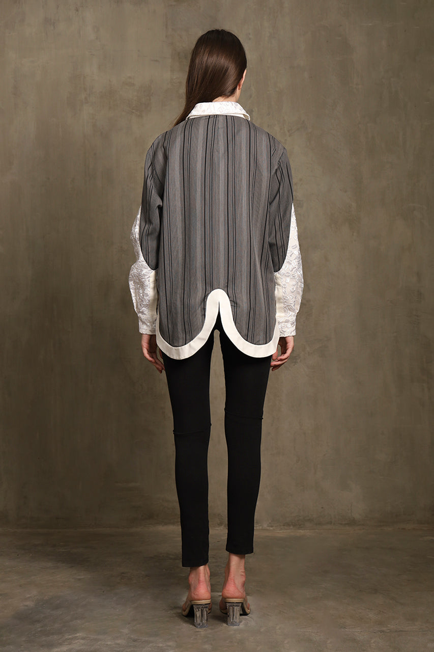 Bloom et Champs Kemeja Bunga Salur Abu