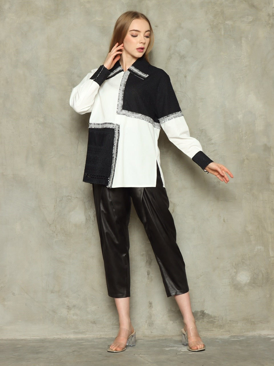 Kemeja Catur Siku Monochrome