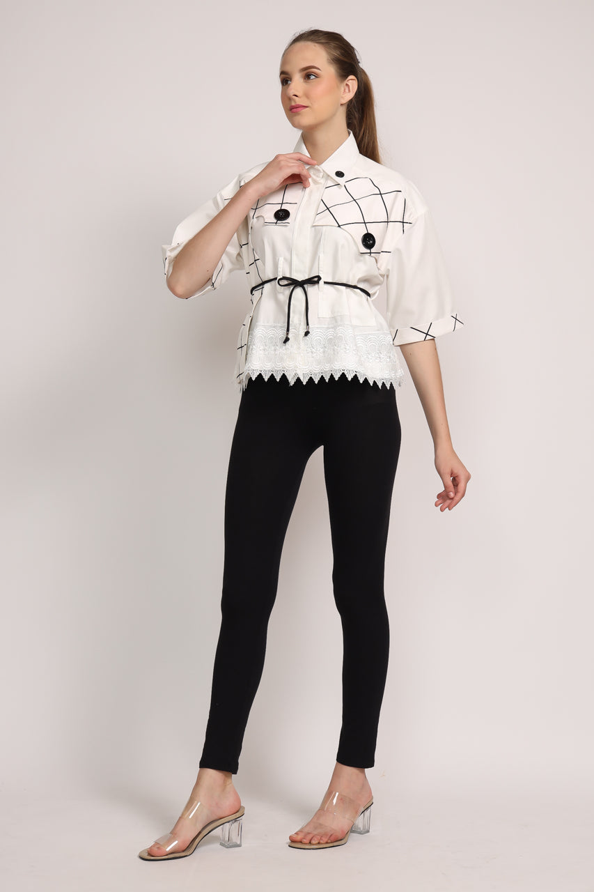 BloometChamps Kemeja Kotak Renda