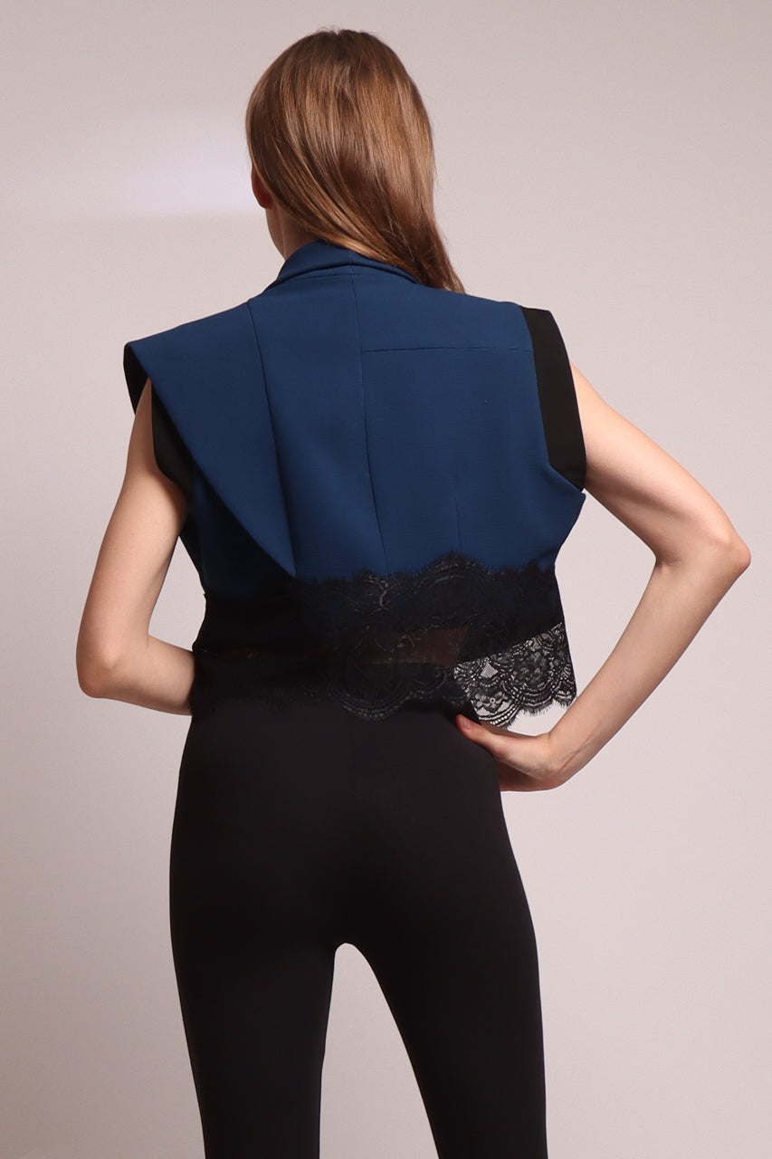 Bloom et Champs Vest Crop Lace navy