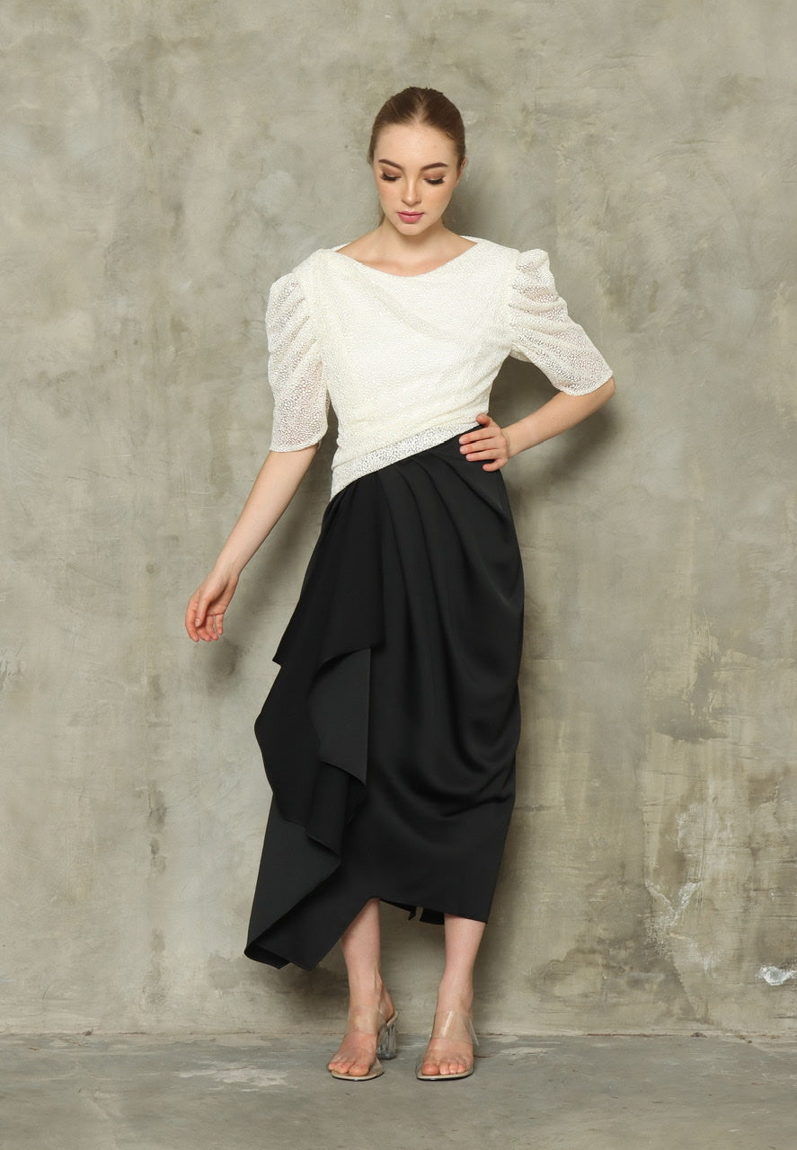 Dress Lengan Balon Panda Tile Bordir Titik