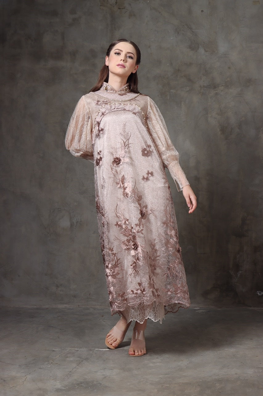 Dress Tile Lengan Panjang Payet