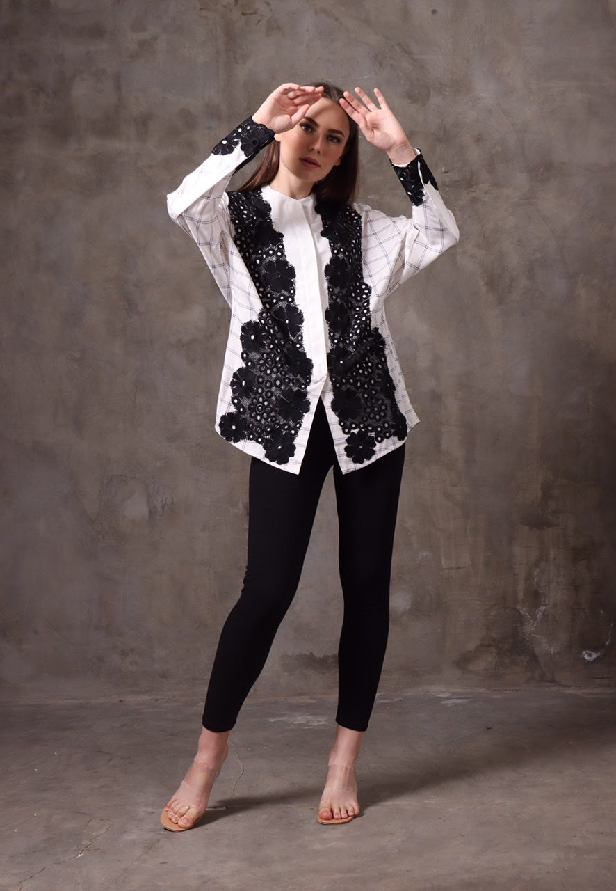 Kemeja Rayon Kotak Brukat