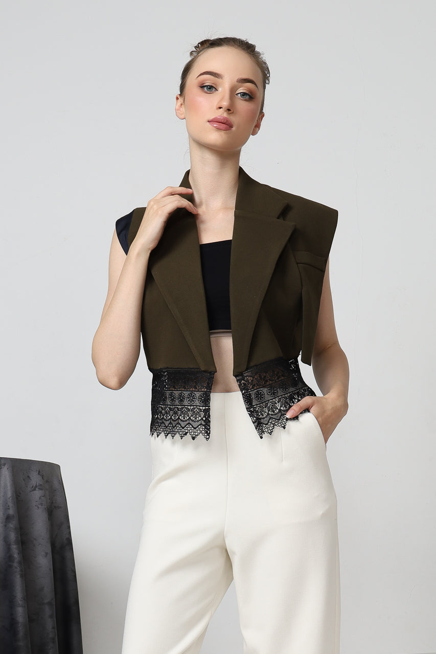 Bloom Et Champs Vest Crop Olive/Celana DT