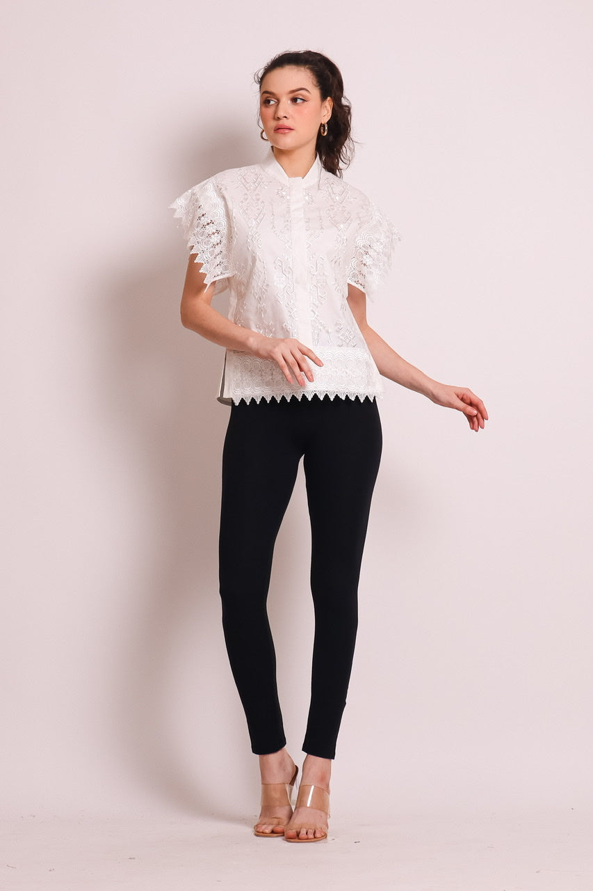 Bloom et Champs Kemeja Tile Renda Putih