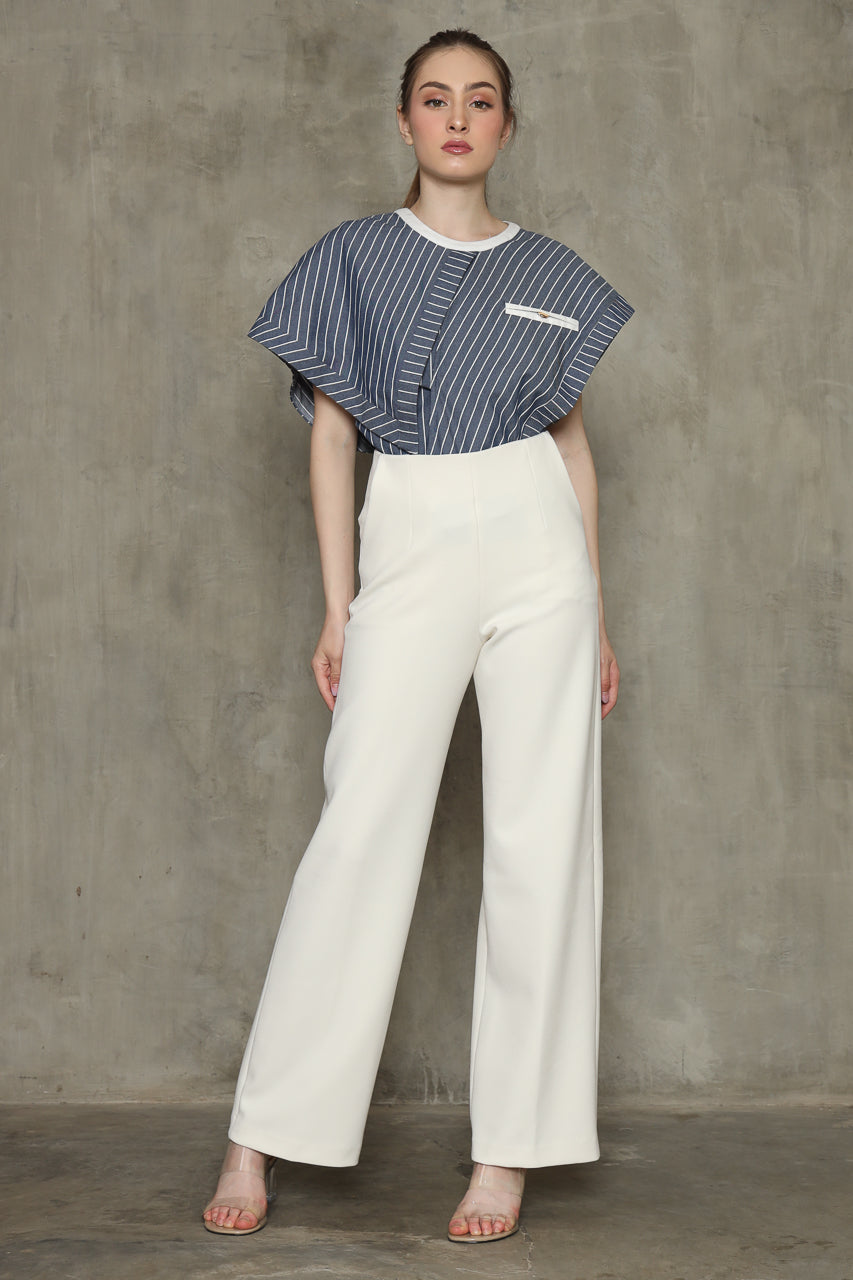 Bloom Kemeja Denim Salur/Celana DT Kantong Putih
