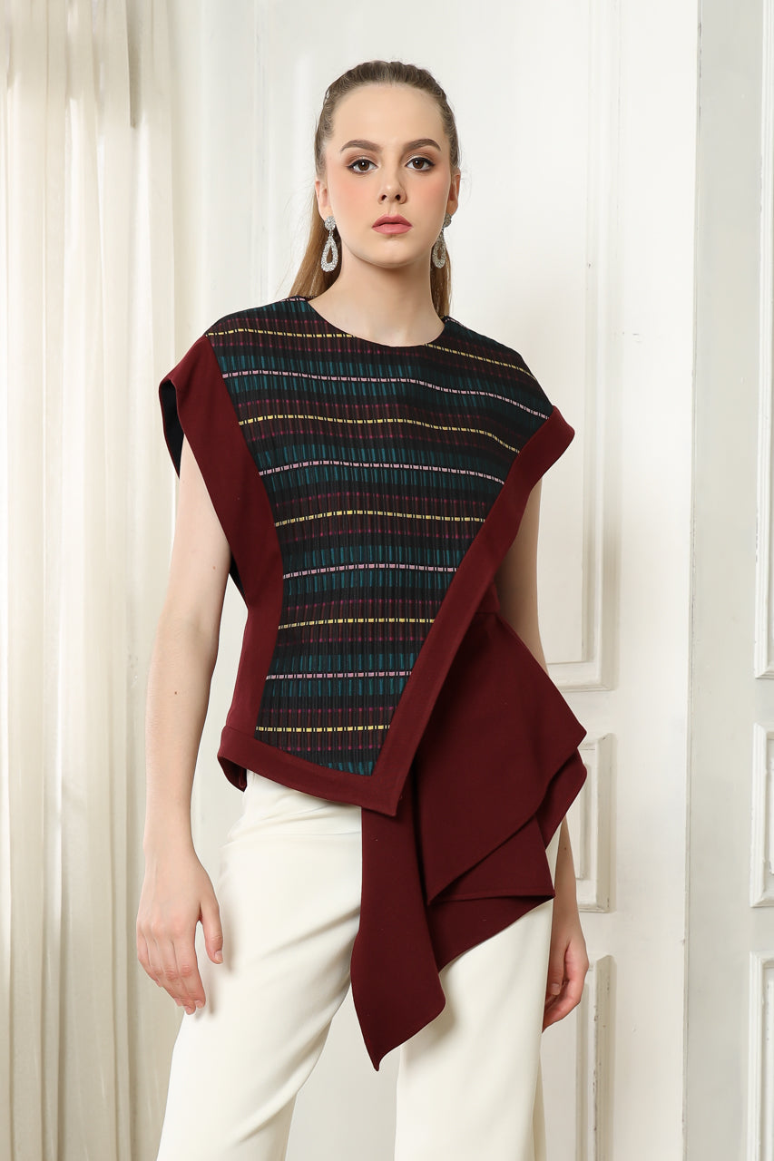 Bloom et Champs Maroon Jacquard Top