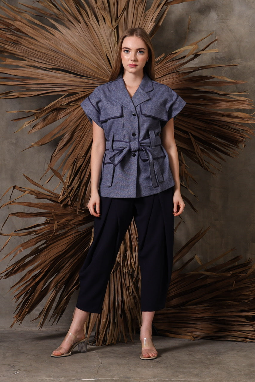 Bloom et Champs Safari Blouse in Sky Blue