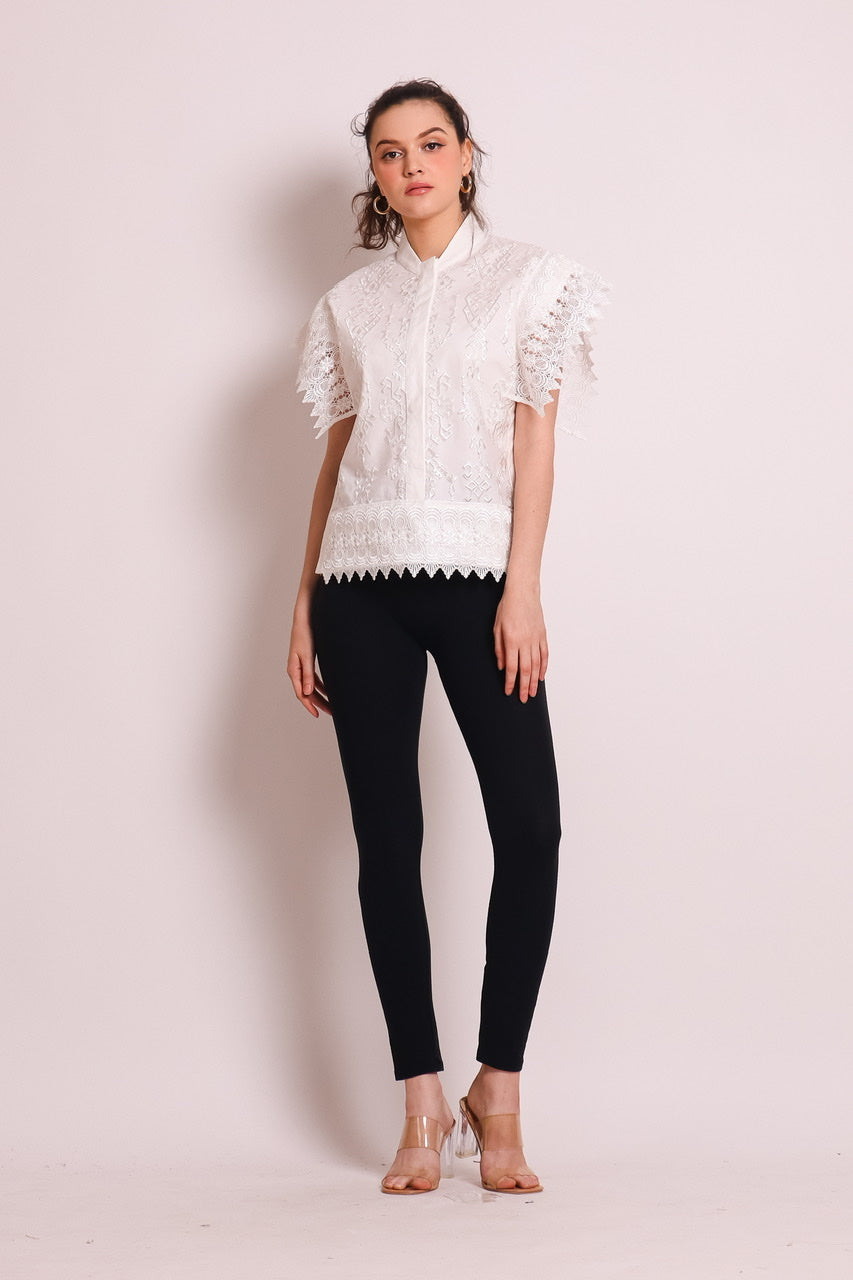 Bloom et Champs Kemeja Tile Renda Putih